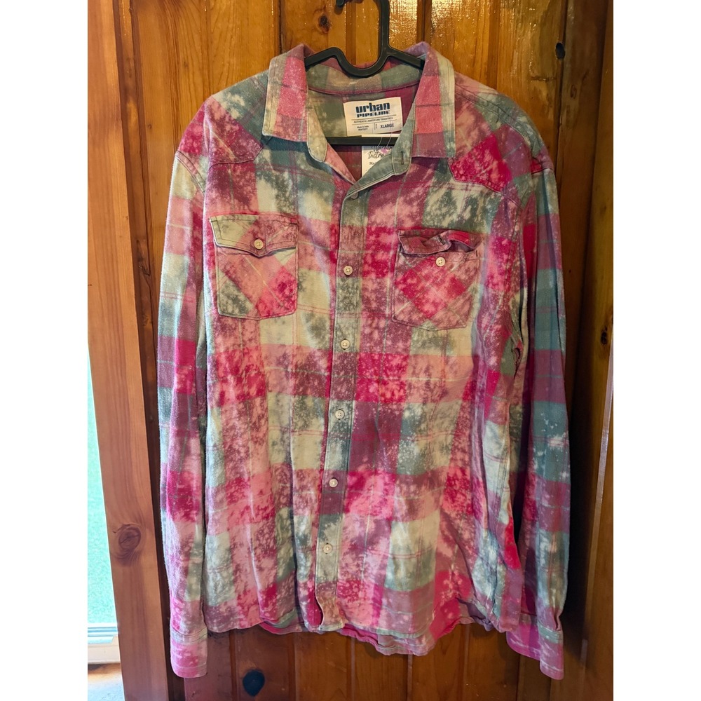 Urban Pipeline Pink Bleached Flannel could be a Train Station Graphic Western XL